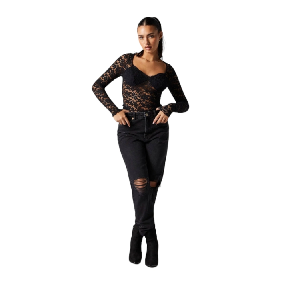 Madden Girl Black Destroyed Mom Jeans